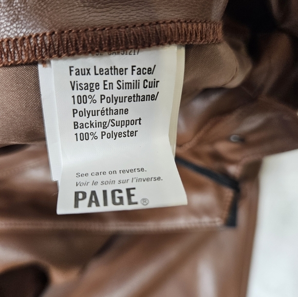 Paige Mayslie Vegan Pleated Jogger In Cognac SZ 12 - Picture 6 of 7